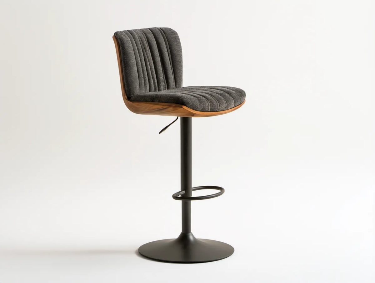 Regulowany hoker barowy ciemnoszary/orzechowy/czarny, 50 x 53 x 90–112 cm