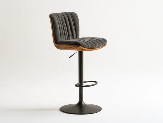 Regulowany hoker barowy ciemnoszary/orzechowy/czarny, 50 x 53 x 90–112 cm