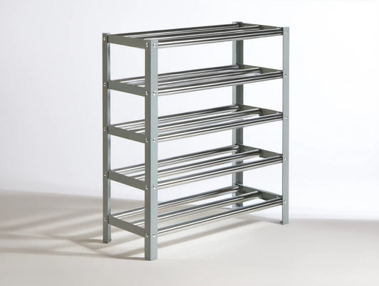 5-poziomowy regał stalowy na buty szary/srebrny 100 x 30 x 90 cm