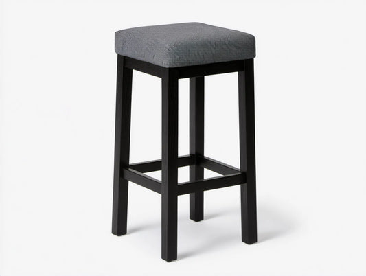 Tapicerowany hoker barowy z litego drewna bukowego, szaro-czarny, 40 x 40 x 75 cm