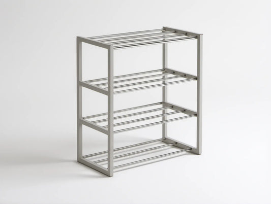 Czteropoziomowy stalowy organizer srebrny 60 x 30 x 75 cm